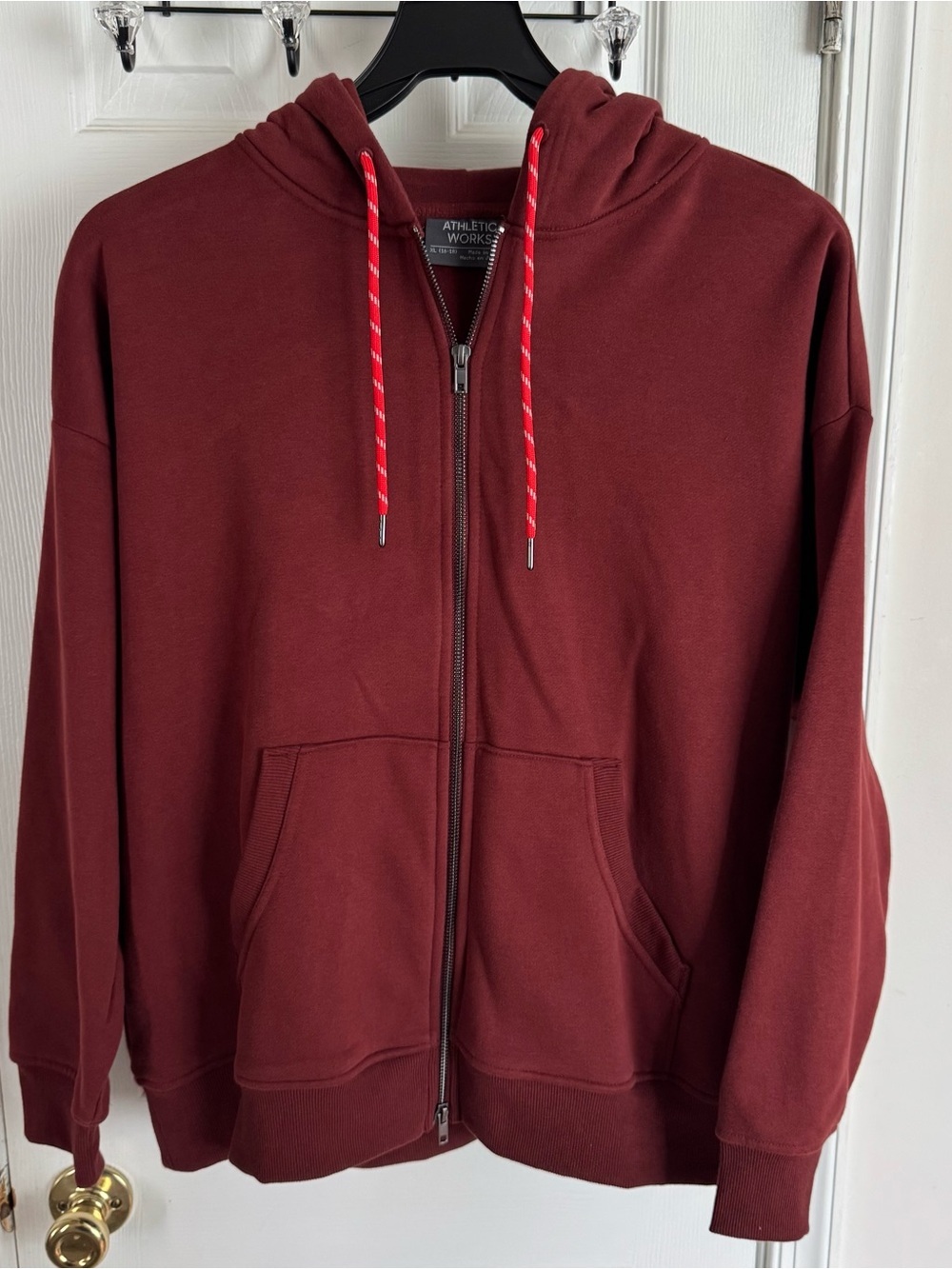 Women’s XL Oversized Full Zip Fleece Hoodie Two Way Zip Rich Cognac 16-18 - Picture 3 of 14